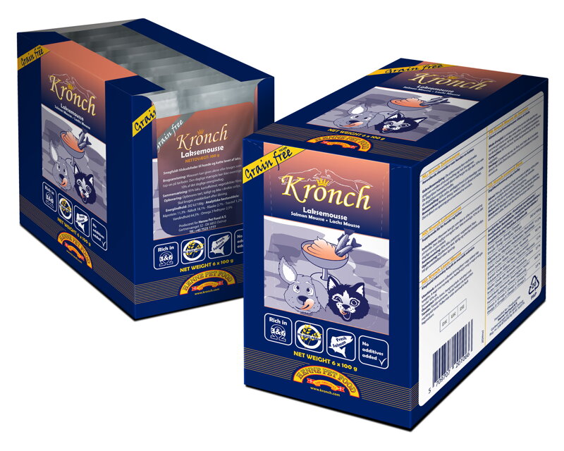 Kronch LakseMousse  Grain Free Salmon 95%  6 x 300g pro psy a kočky